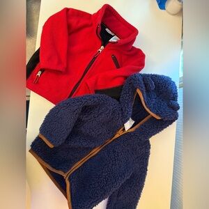Red Fleece Jacket and Navy Blue Sherpa Coat Bundle